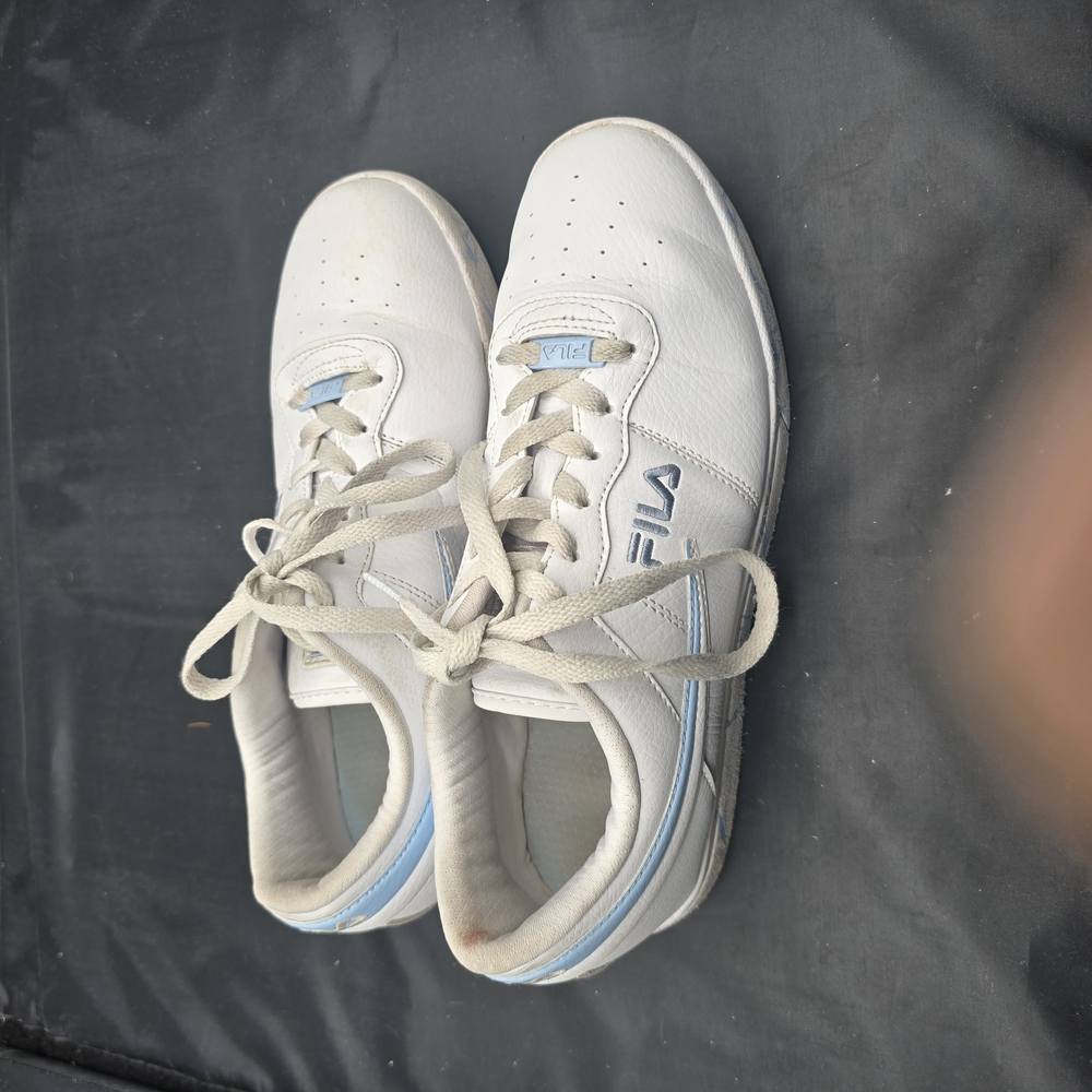 Fila White Sneakers with Blue Accents